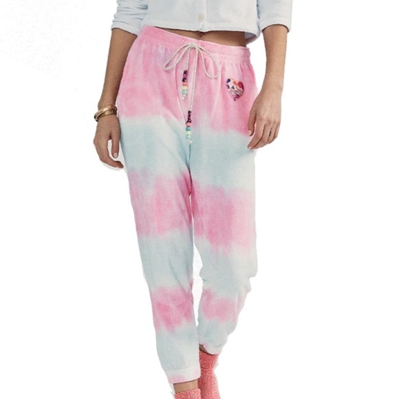 LoveShackFancy Pants - LoveShackFancy Santinella Pant Cherry Fizz cotton Candy Terry sweatpants sm/md
